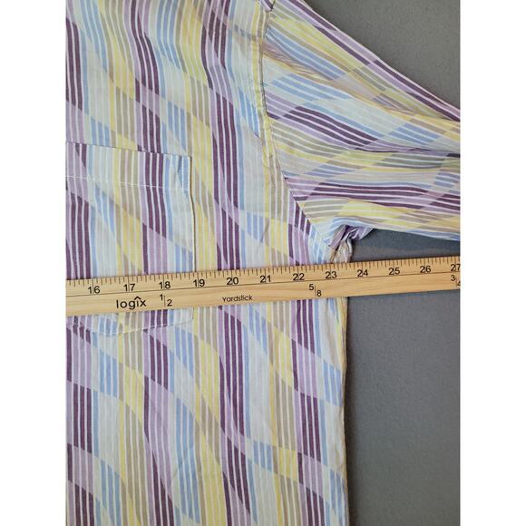 Bugatchi Uomo Shirt Men’s L Colorful Striped Shaped Fit Party Style EUC - Picture 5 of 12